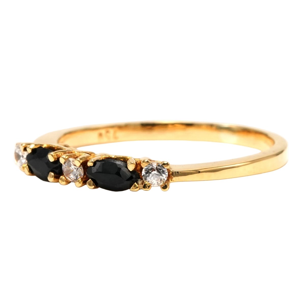 Bague Alliance en or jaune, saphirs et diamants - Castafiore