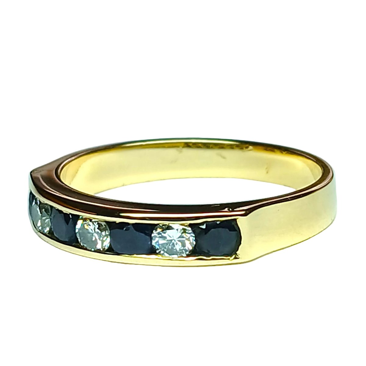 Bague Alliance en or jaune, saphirs et diamants - Castafiore