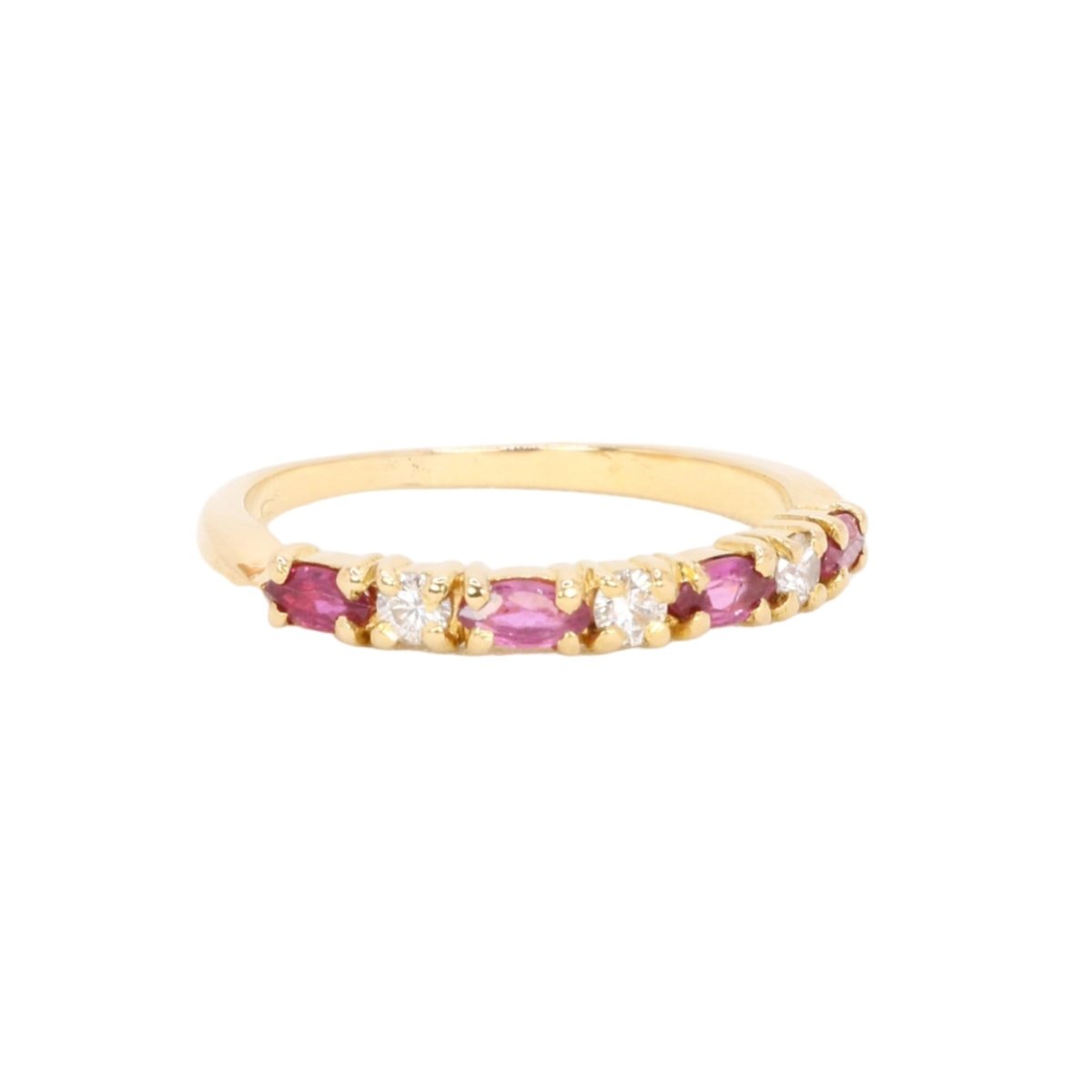 Bague Alliance en or jaune, tourmalines et diamants - Castafiore