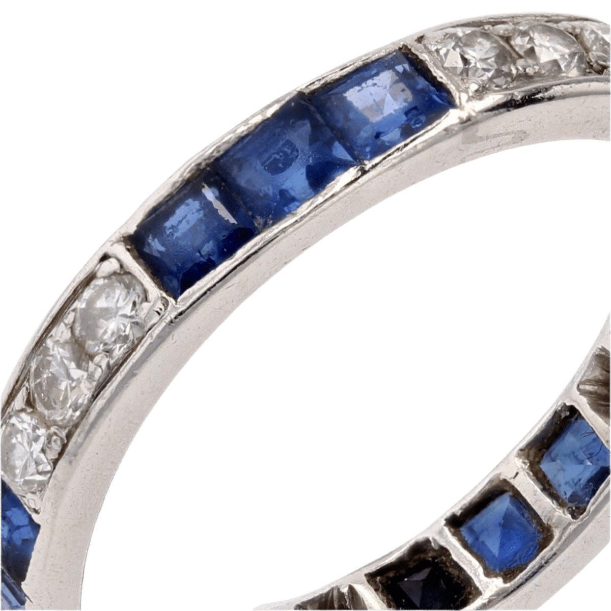 Bague Alliance en platine, saphirs et diamants - Castafiore