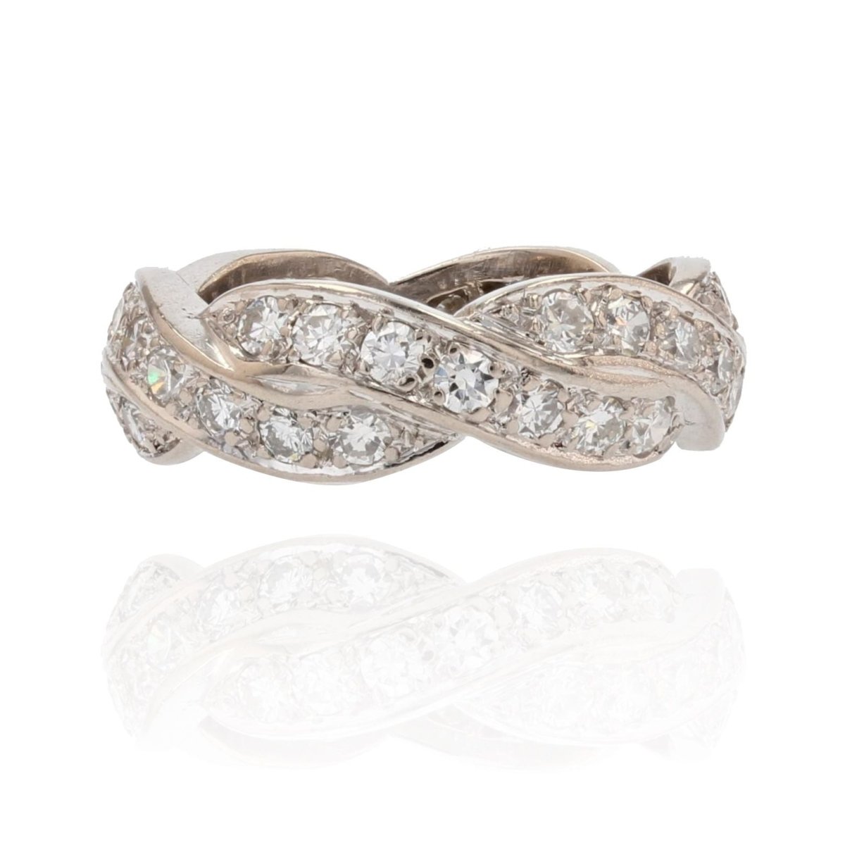 Bague Alliance entrelacée en or blanc et diamants - Castafiore