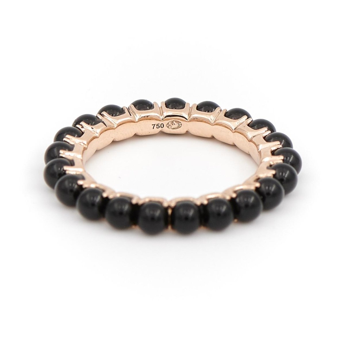 Bague Alliance GINETTE NY "Maria" en or rose et onyx - Castafiore