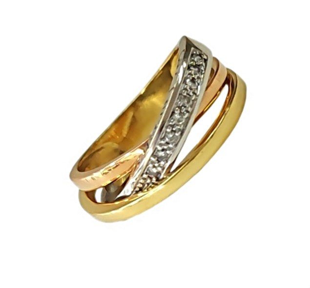 Bague Alliance GUY LAROCHE en or blanc, or jaune, or rose et diamants - Castafiore