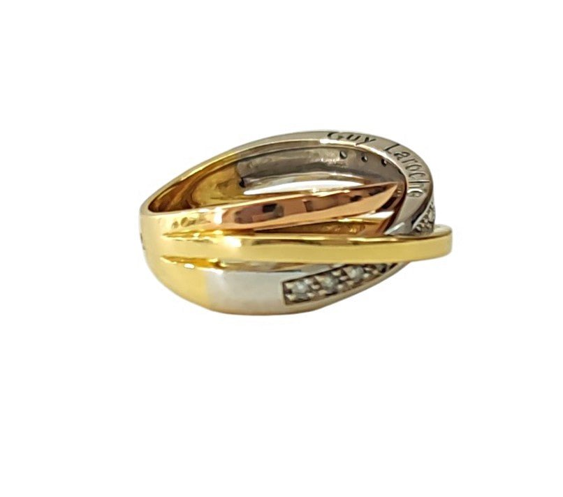 Bague Alliance GUY LAROCHE en or blanc, or jaune, or rose et diamants - Castafiore