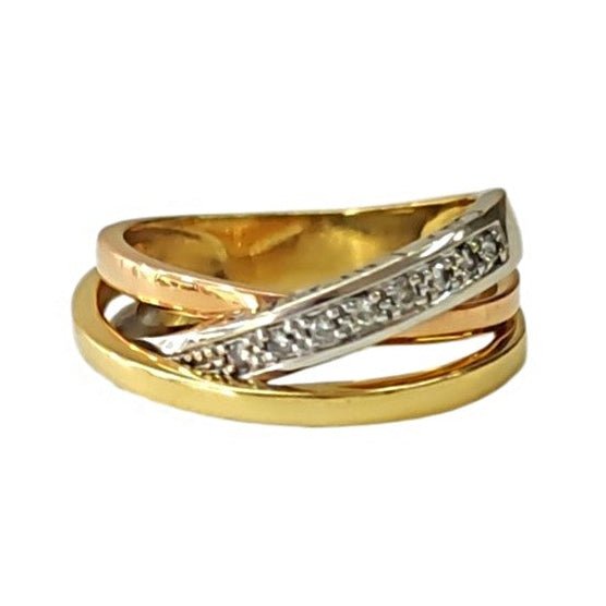 Bague Alliance GUY LAROCHE en or blanc, or jaune, or rose et diamants - Castafiore