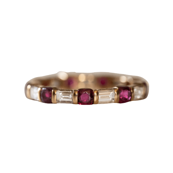 Bague Alliance MAUBOUSSIN en or jaune, rubis et diamants