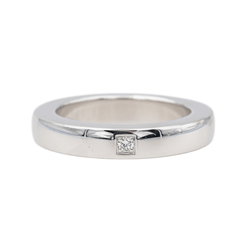 Bague Alliance OMEGA "Ruban confort" en or blanc et diamant - Castafiore