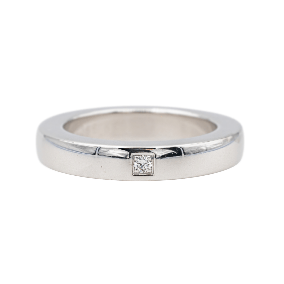 Bague Alliance OMEGA "Ruban confort" en or blanc et diamant - Castafiore