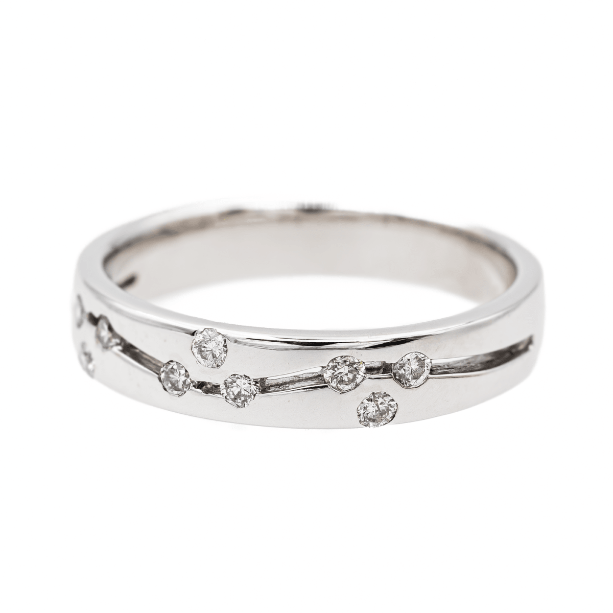 Bague Alliance Or blanc Diamant - Castafiore