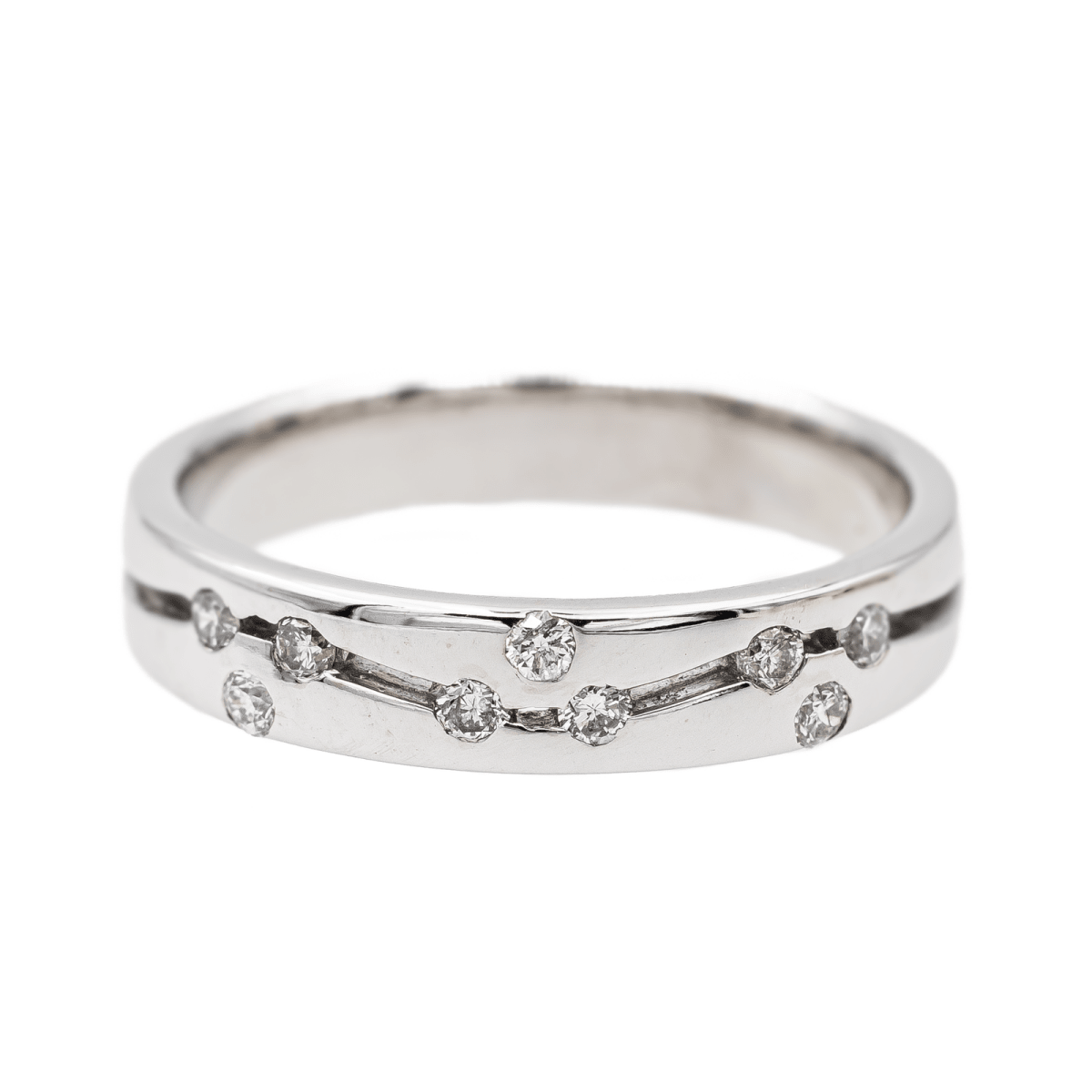 Bague Alliance Or blanc Diamant - Castafiore