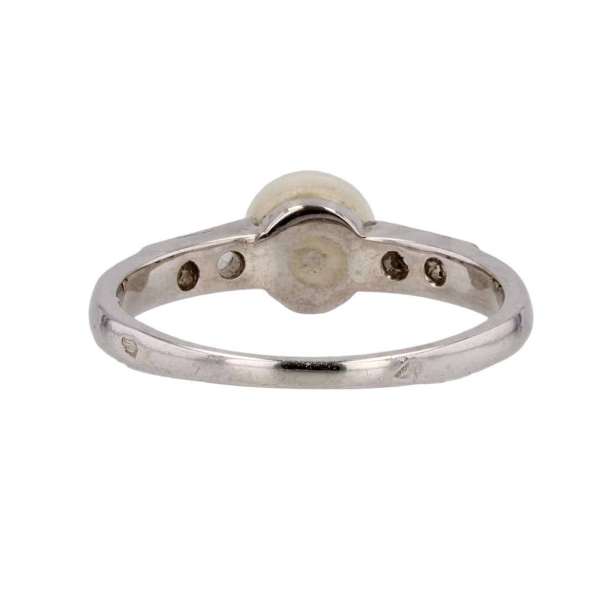 Bague Alliance or blanc, perle et diamants - Castafiore