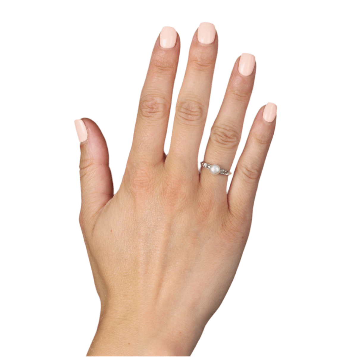 Bague Alliance or blanc, perle et diamants - Castafiore