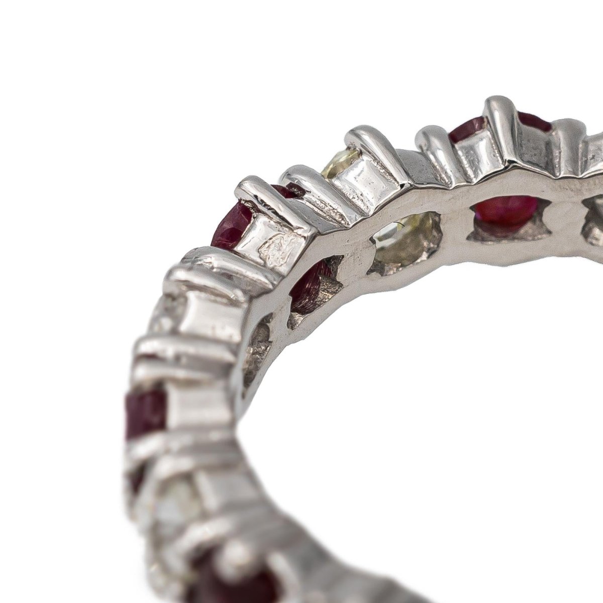 Bague Alliance Or blanc Rubis - Castafiore