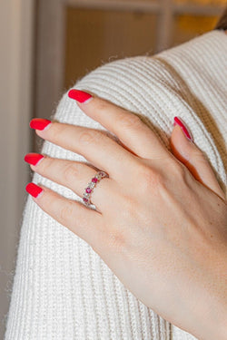 Bague Alliance Or blanc Rubis - Castafiore