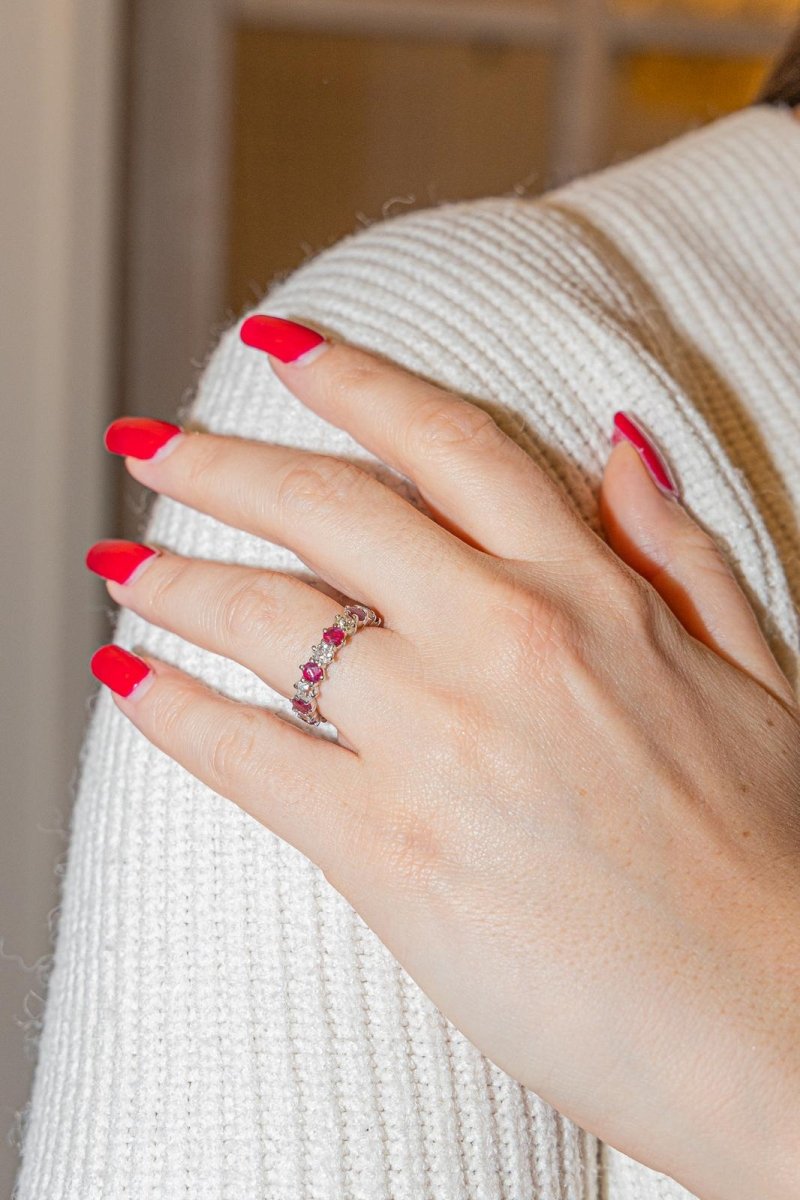Bague Alliance Or blanc Rubis - Castafiore