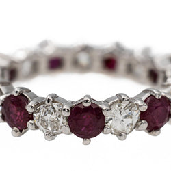 Bague Alliance Or blanc Rubis - Castafiore