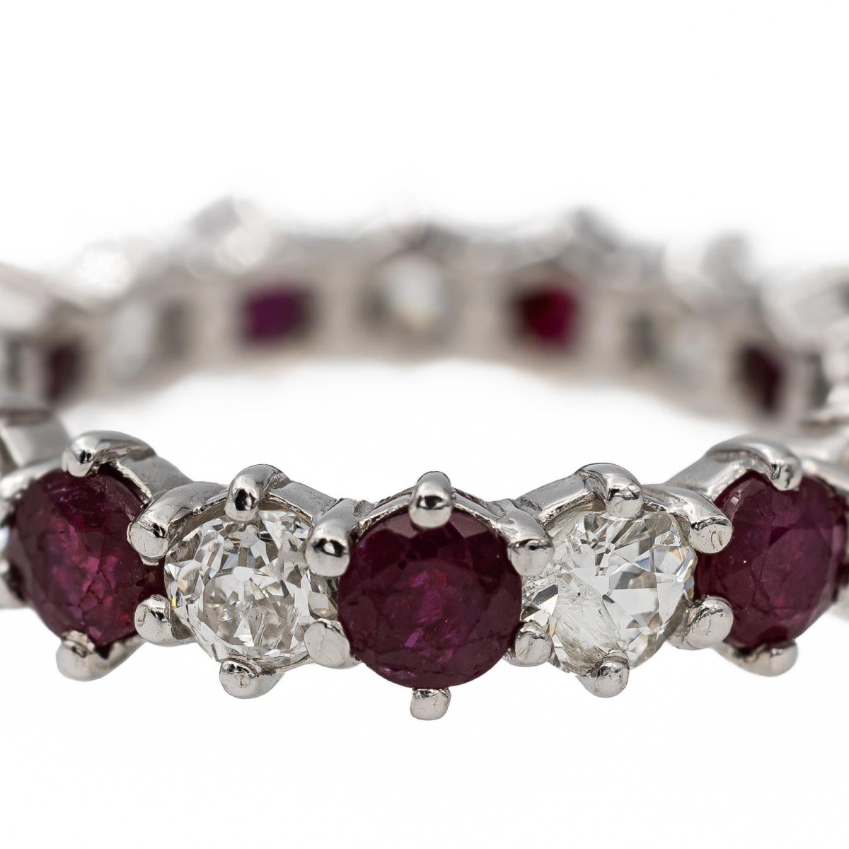 Bague Alliance Or blanc Rubis - Castafiore