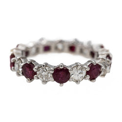 Bague Alliance Or blanc Rubis - Castafiore