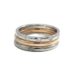 Bague Alliance POMELLATO "Lucciole" en or blanc, or rose, titane et diamants - Castafiore