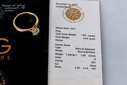 Bague alliance solitaire en or 18 carats ornée d’1 diamant 1ct - Castafiore