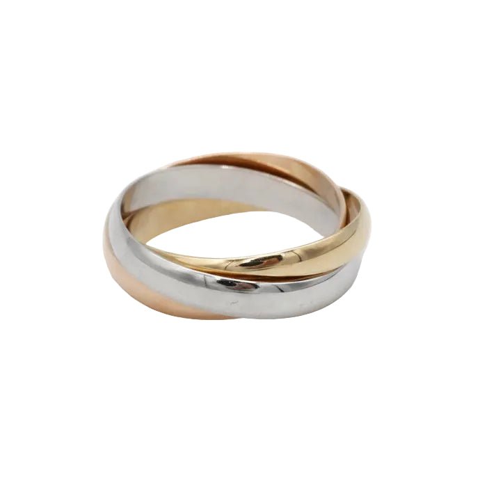 Bague Alliance "Trinity" en or blanc, or jaune et or rose - Castafiore