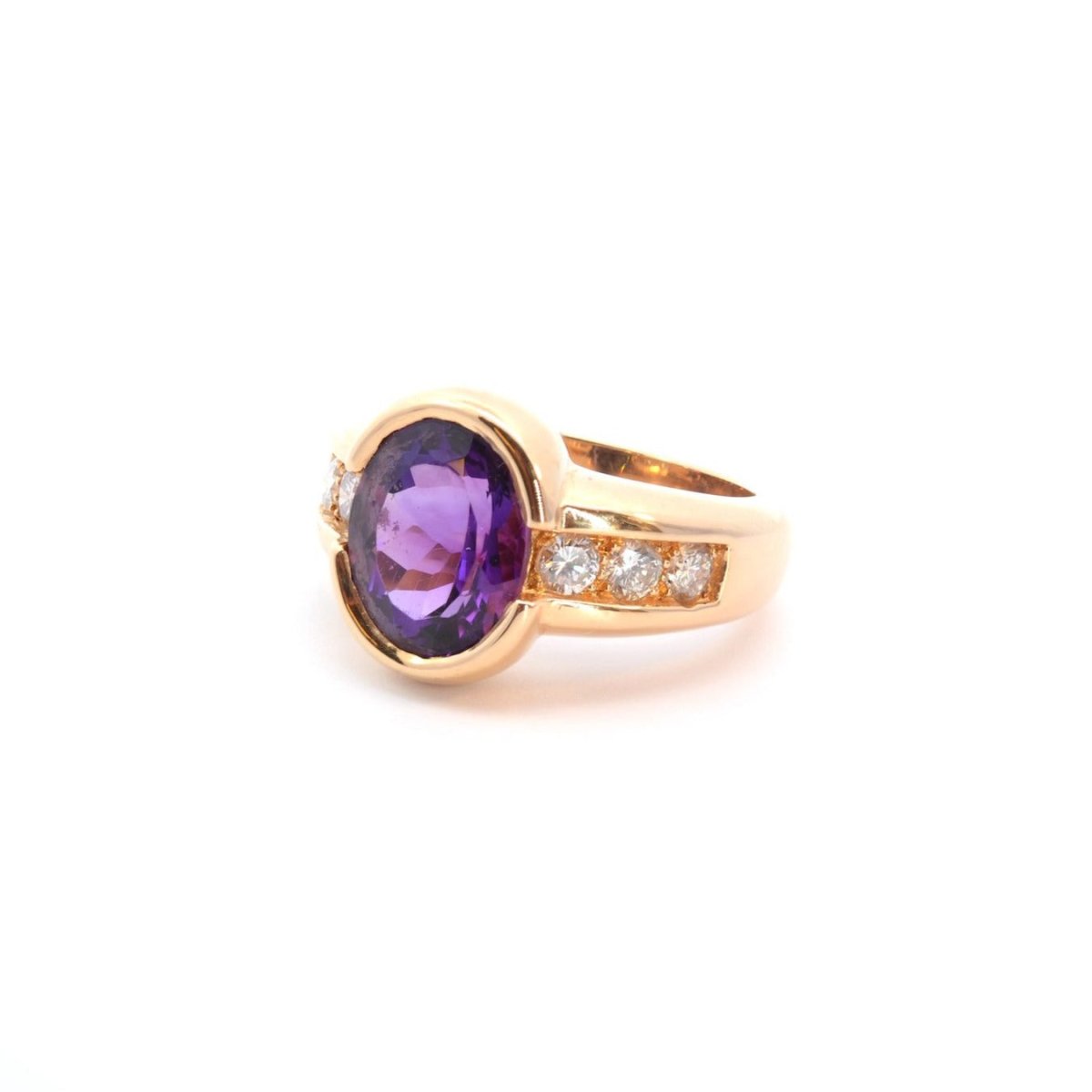 Bague améthyste et diamants en or jaune 18k - Castafiore