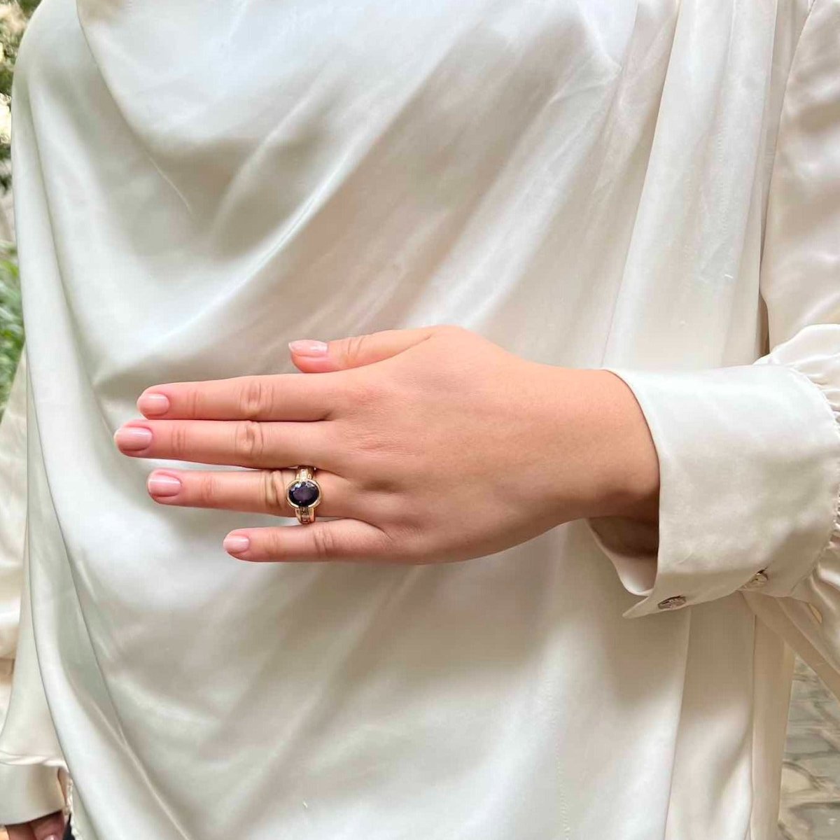 Bague améthyste et diamants en or jaune 18k - Castafiore