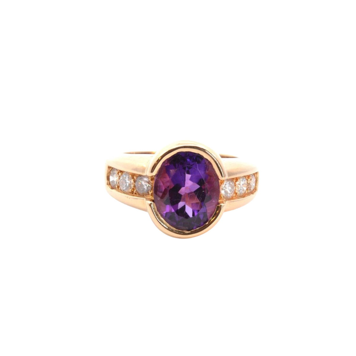 Bague améthyste et diamants en or jaune 18k - Castafiore
