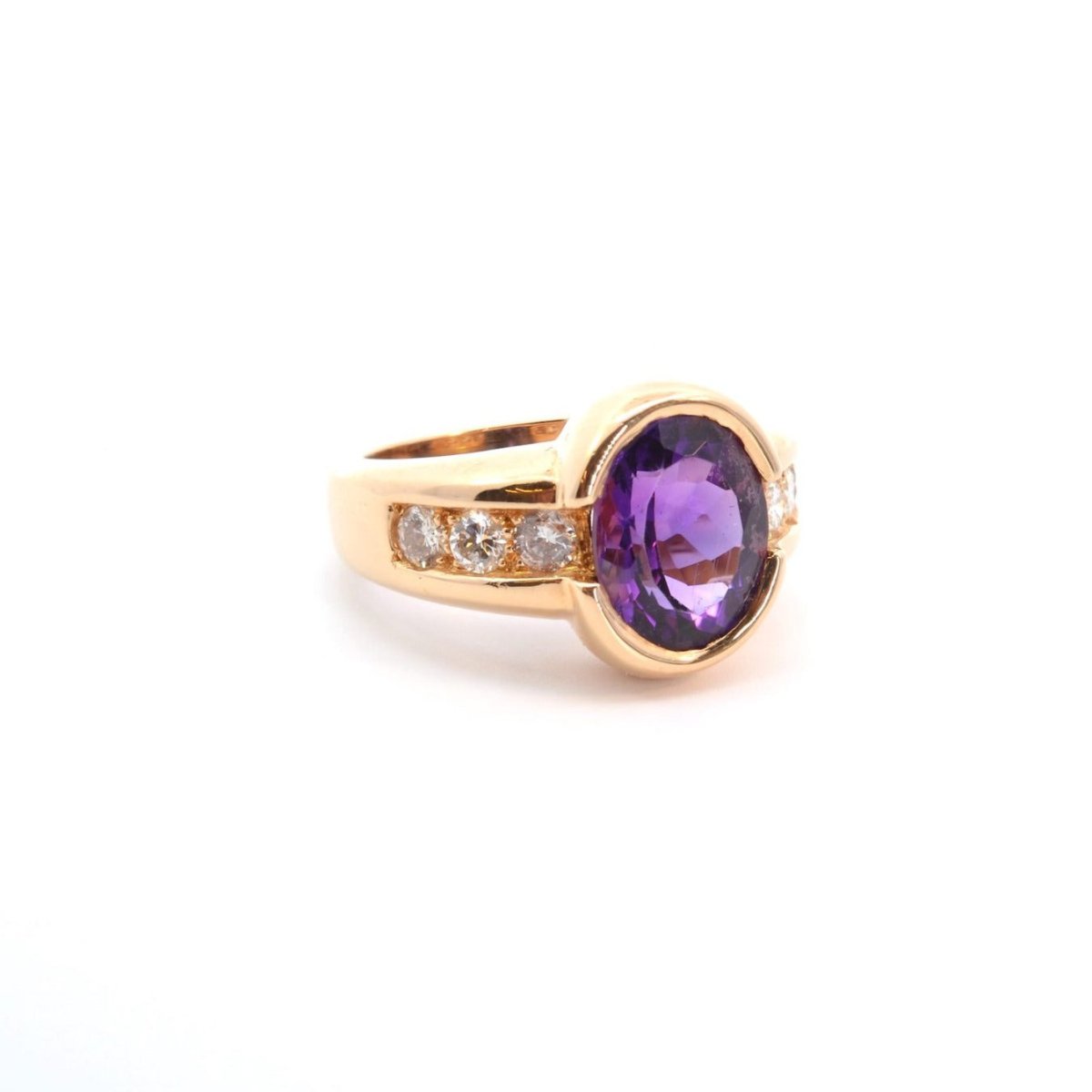 Bague améthyste et diamants en or jaune 18k - Castafiore