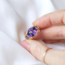 Bague Améthyste gaudrons en or jaune - Castafiore