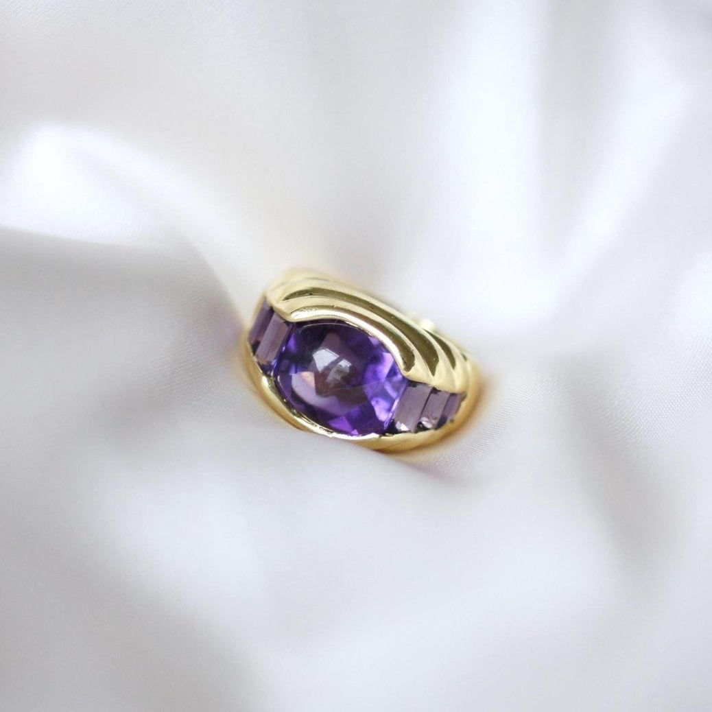Bague Améthyste gaudrons en or jaune - Castafiore
