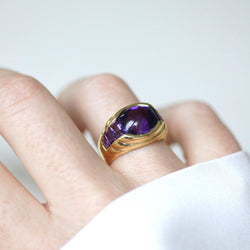 Bague Améthyste gaudrons en or jaune - Castafiore