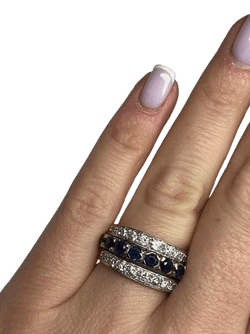 BAGUE AMOVIBLE OR 18K DIAMANTS RUBIS SAPHIRS (T.51) - Castafiore