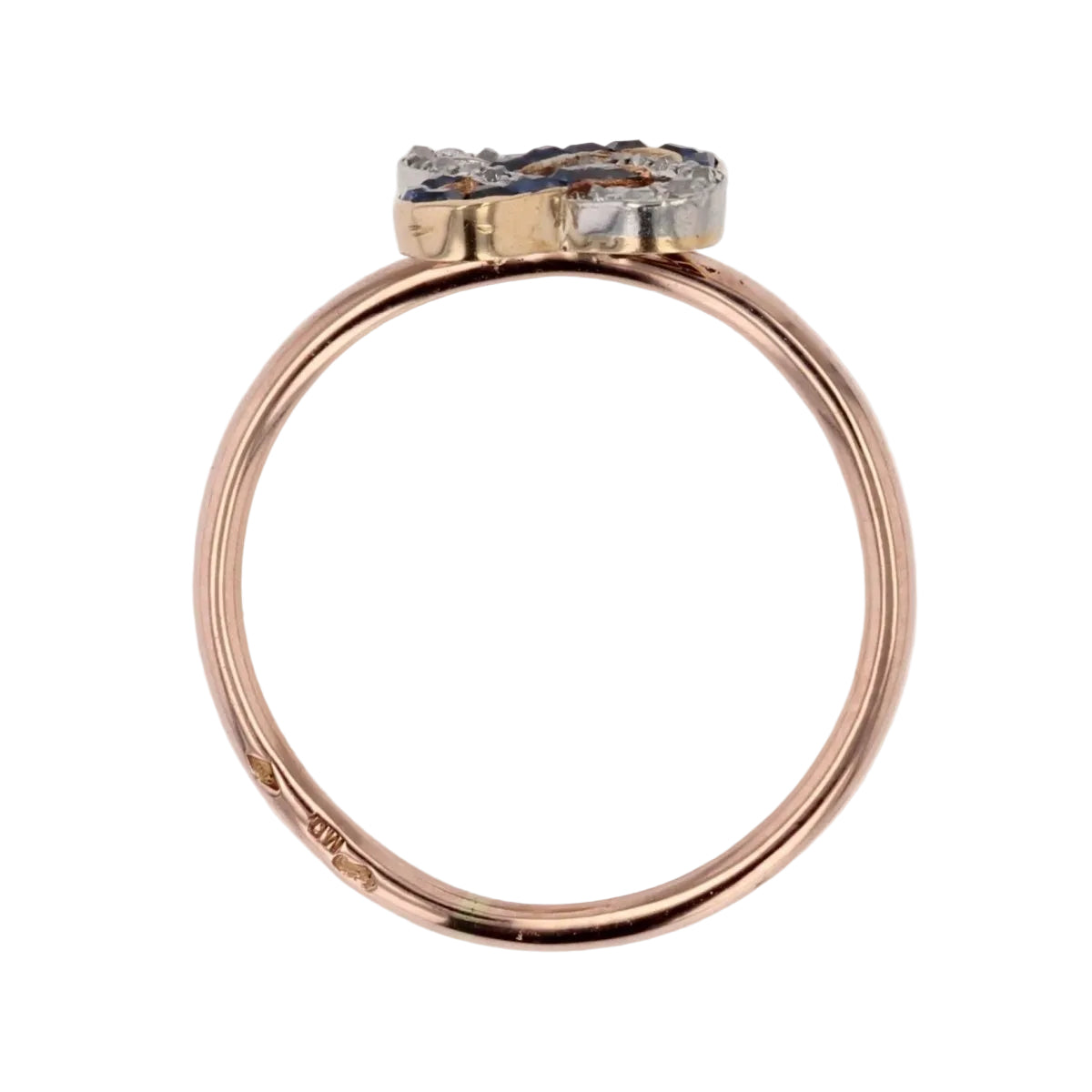 Bague ancienne agrafes de diamants et saphirs - Castafiore