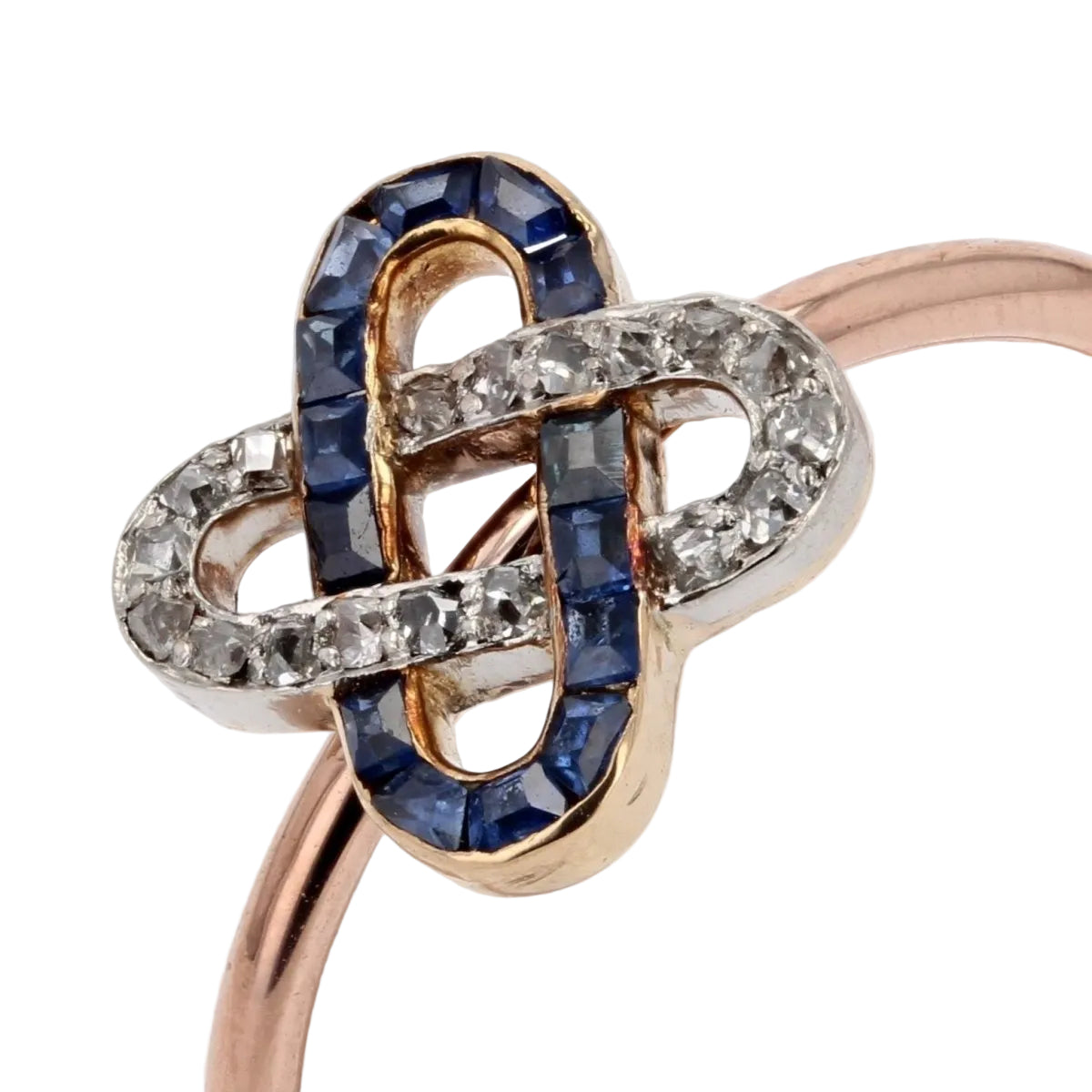 Bague ancienne agrafes de diamants et saphirs - Castafiore