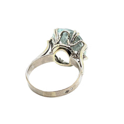 Bague ANCIENNE Aigue - marine en or blanc - Castafiore