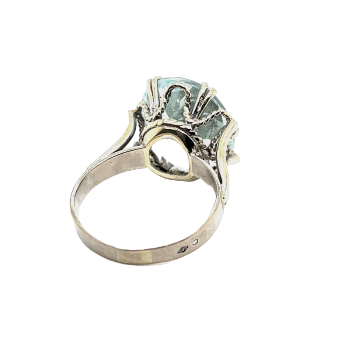 Bague ANCIENNE Aigue - marine en or blanc - Castafiore