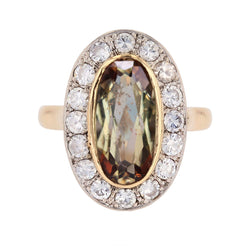 Bague ancienne andalousite et diamants