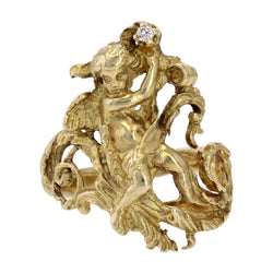 Bague ANCIENNE Angelot en or jaune et diamant - Castafiore