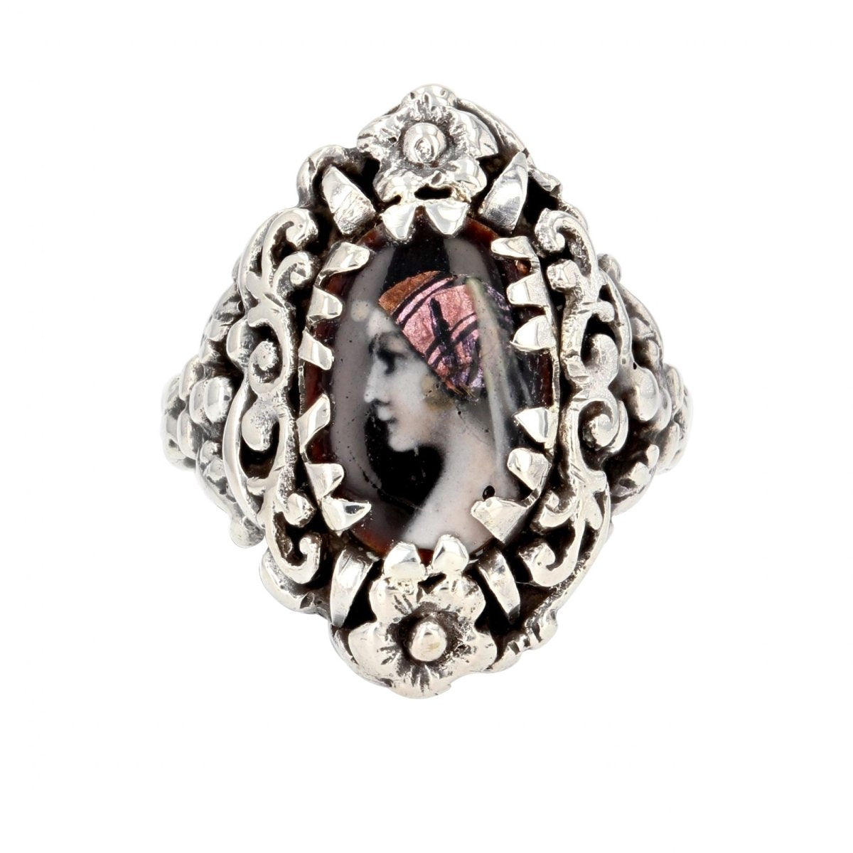 Bague ancienne argent émail - Castafiore