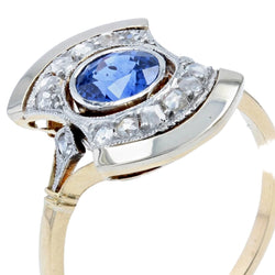 Bague ancienne art déco saphir diamants - Castafiore