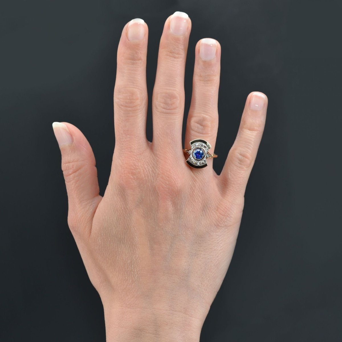 Bague ancienne art déco saphir diamants - Castafiore