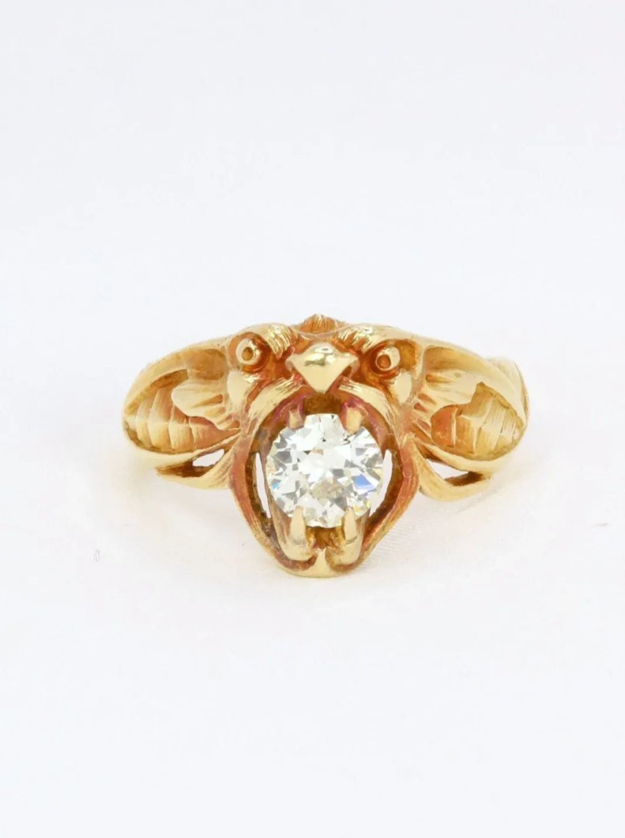 Bague ancienne chimère or diamant 0,95 ct - Castafiore