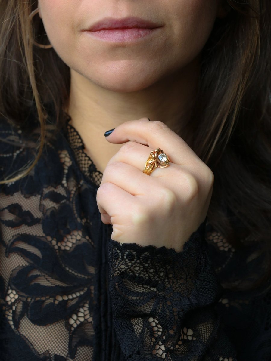 Bague ancienne chimère or diamant 0,95 ct - Castafiore