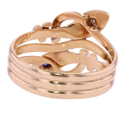 Bague ancienne d'homme serpents saphir diamant - Castafiore
