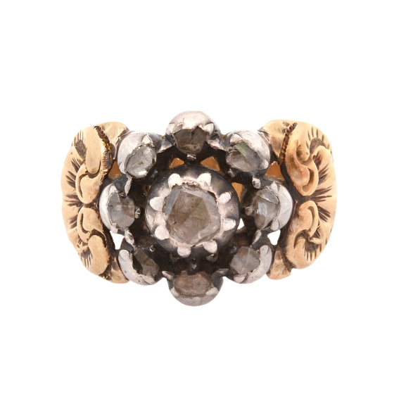 Bague ancienne diamants en or 18k - Castafiore