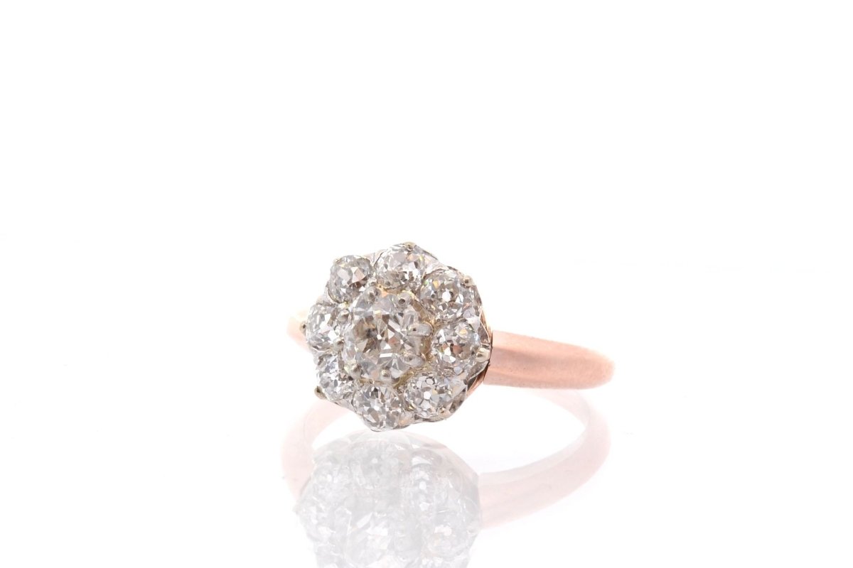 Bague ancienne diamants en or rose 18k - Castafiore