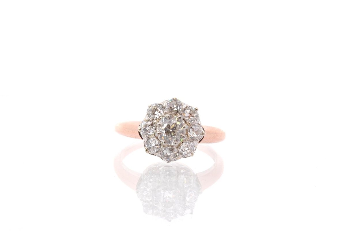 Bague ancienne diamants en or rose 18k - Castafiore