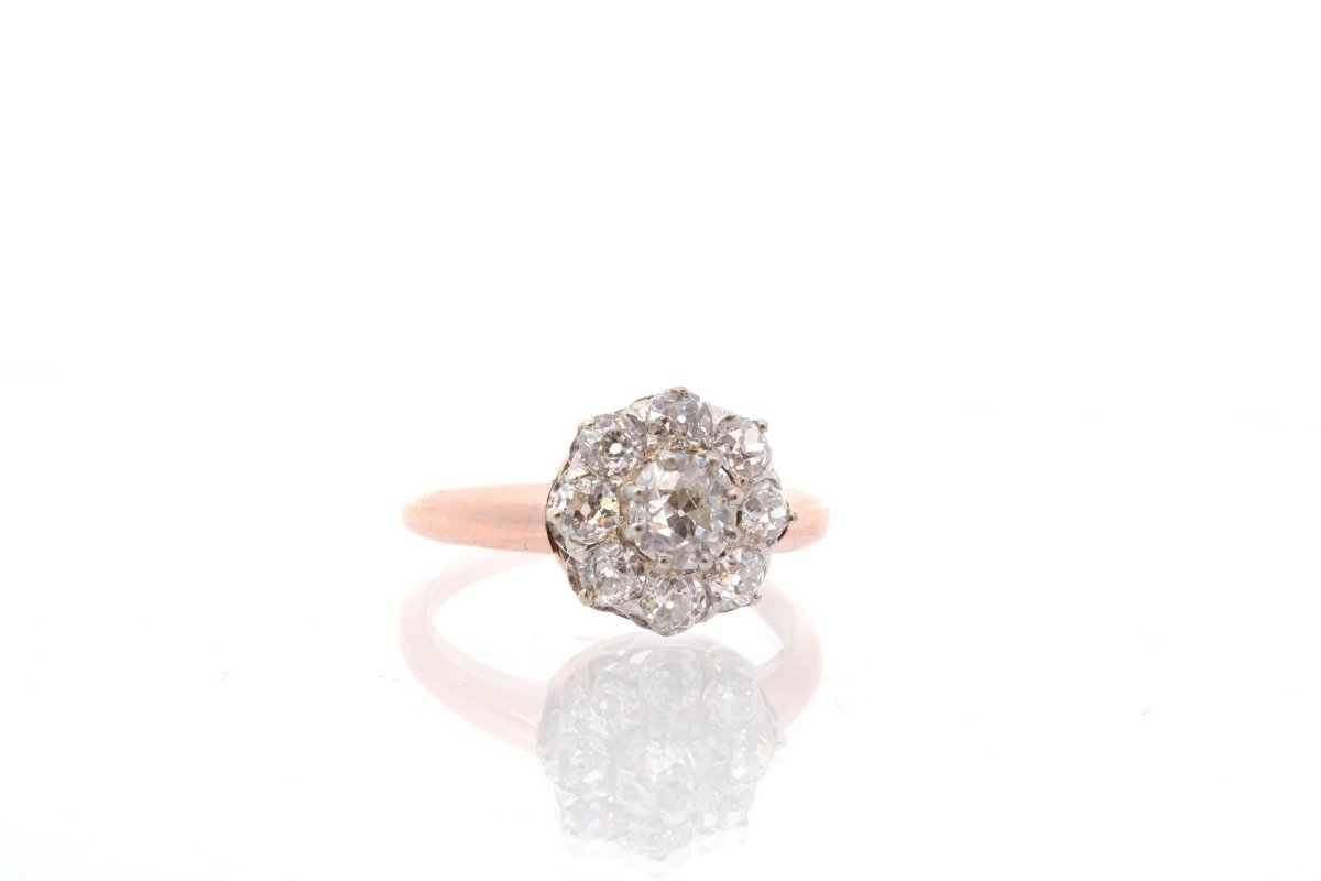 Bague ancienne diamants en or rose 18k - Castafiore