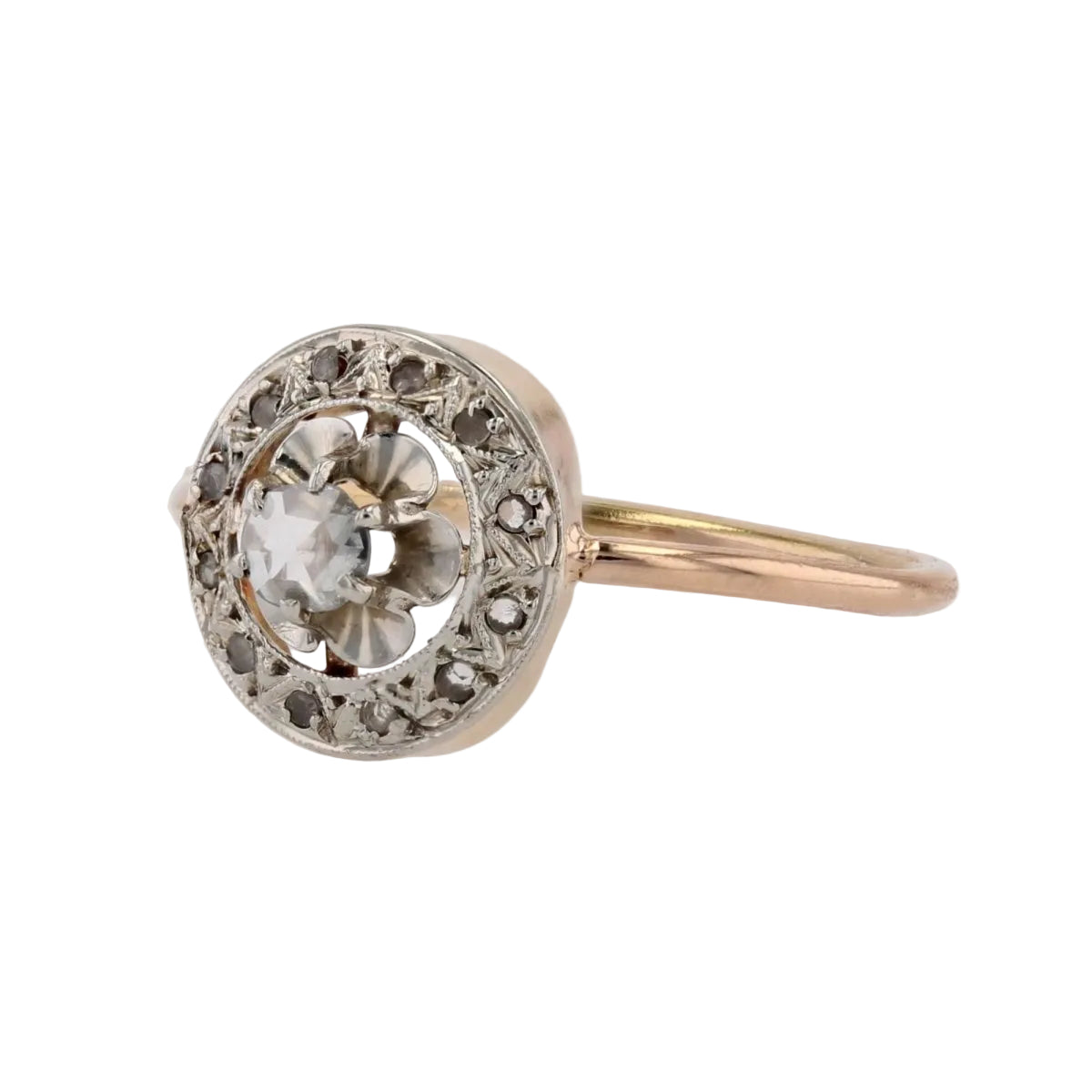 Bague ancienne diamants taillés en rose ronde - Castafiore